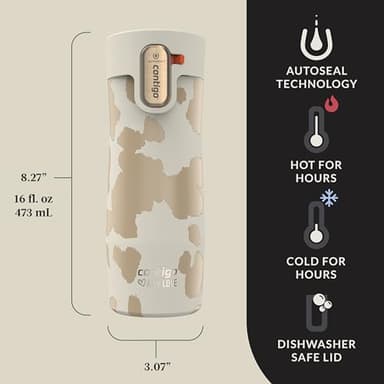Contigo x Ally Love Stainless Steel Vacuum-Insulated Travel Mug with Autoseal and Easy Clean Lid, Spill-proof, Keeps Drinks cold 24 hrs & hot for 11 hrs, BPA Free, 16oz., West Loop 3.0, Oatmilk - Image 3