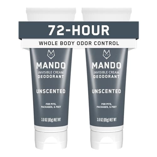 Mando Whole Body Deodorant For Men - Invisible Cream - 72 Hour Odor Control - Aluminum Free, Baking Soda Free, Skin Safe - 3 ounce (Pack of 2) - Unscented - Image 1