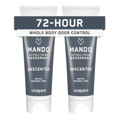 Mando Whole Body Deodorant For Men - Invisible Cream - 72 Hour Odor Control - Aluminum Free, Baking Soda Free, Skin Safe - 3 ounce (Pack of 2) - Unscented - Image 1