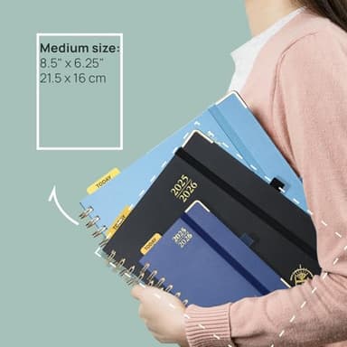 POPRUN Academic Planner 2025-2026 (July 2025-June 2026), Daily Weekly and Monthly Appointment Book (Wirebound Hard Cover - 6.25'' x 8.5'') with Hourly Time Slots, Tabs, 100 GSM - Midnight Green - Image 2