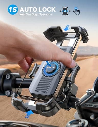 JOYROOM Motorcycle Phone Mount Holder - [Dual Vibration Dampener] 150mph Anti-Shock Phone Holder for Motorcycle [Upgrade Metal Handlebar Clamp] - Bicycle Bike Phone Holder Mount for 4.7-7" Cell Phones - Image 3