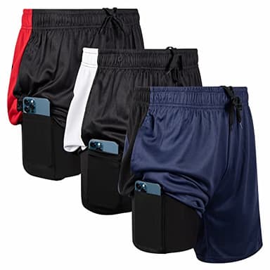 Ultra Performance 3 Pack Mens 2 in 1 Athletic Running Shorts 7 inch Inseam Workout Gym Compression Shorts for Men - Image 1