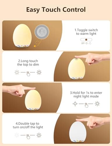 MediAcous Night Light for Kids & Babies - 7 Color LED Touch Lamp with Stepless Dimming for Nursery & Bedroom - Image 6