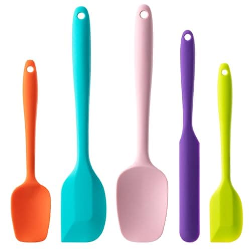 Silicone Spatula Set, 5 Piece Food Grade Rubber Spatulas for Baking, Cooking, and Mixing High Heat Resistant Non Stick Dishwasher Safe BPA-Free (Multicolor) - Image 1