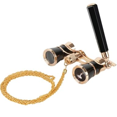 3X25 Opera Glasses for Women with Adjustable Handle & Chain,BK9 Optical Lens, Vintage Compact Mini Theater Binoculars Adults Kids in Opera Musical Concert-Black - Image 1