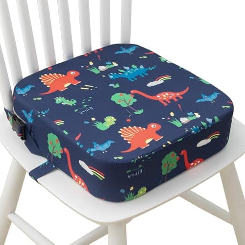 Eiury Toddler Booster Seat for Dining Table, Portable Kids Booster Seat with Safety Buckles Portable Increasing Booster Cushion with Non-Slip Bottom (Blue Dinosaur) - Image 1