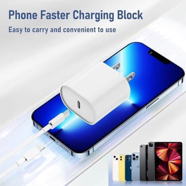 Fast Charger for iPhone 14 13 12 Charge Fast Charging, 2Pack 6FT+10FT USB C to L Cable with 20W USB C for i Phone Charger Block, Compatible with iPhone 14 13 12 Pro/14 Plus/13 Pro Max - White - Image 2