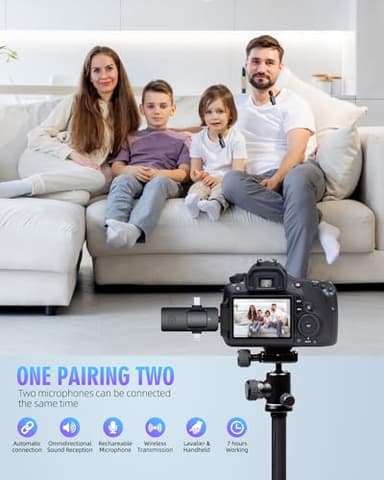 PQRQP 3 in 1 Wireless Lavalier Microphones for iPhone, iPad, Android, Camera, USB-C Microphone, 7-Hour Battery, Mini Microphone with Noise Reduction for Video Recording, Vlog, YouTube, TikTok - Image 5