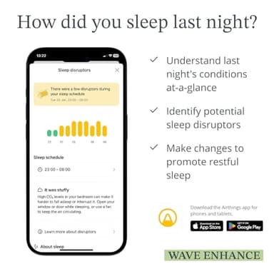 Airthings 322 Wave Enhance -Indoor Air Quality Monitor for CO2, VOC, Humidity, Temp, Pressure plus Noise & Light Sensors - Monitors Conditions for Sleep in Bedrooms & for Concentration in Home Offices - Image 6