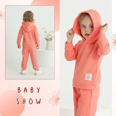 YOUNGER TREE Baby Girl Clothes Toddler Fall Winter Outfits Sweatshirt pants Sweatsuits for Infant Girl Baby Girl Clothing (Solid cotton pink+sunflower,12-18 Months) - Image 3