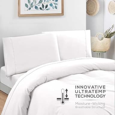 Mueller Luxury 4 Piece Twin Sheets Set - Ultra-Soft 1800 Series, Cooling & Breathable Twin Bed Sheets Sets, Hotel Quality Bedding, Deep Pocket up to 16" - Hypoallergenic, Wrinkle-Resistant, White - Image 6