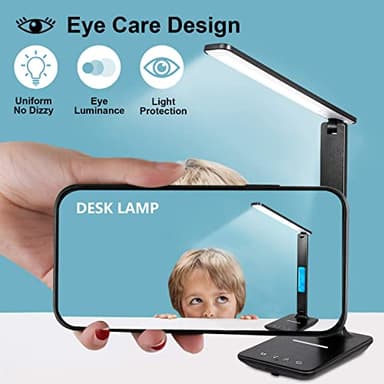 LAOPAO Desk Lamp with Wireless Charger: USB Charging Port, Table Lamp with Clock, Desk Lamps for Home Office College Dorm Room Essentials - Image 8