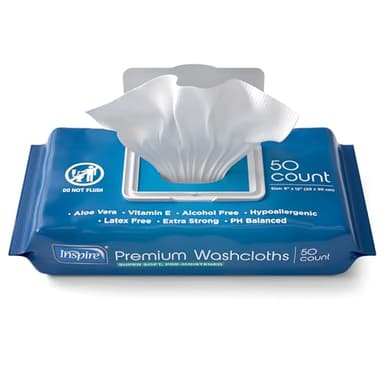 Inspire Adult Wet Wipes, Wash Cloths | Adult Wipes for Incontinence & Cleansing for Elderly, 8"x12" Count 12 packs of 50 - Image 7