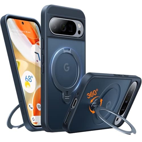 TORRAS 360 Spin Magnetic Stand for Google Pixel 9 Pro XL case, 12FT Mil-Grade Drop Protection, Compatible with Magsafe, Slim Google Pixel 9 Pro XL Phone Case with Kickstand, Black - Image 1