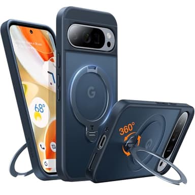 TORRAS 360 Spin Magnetic Stand for Google Pixel 9 Pro XL case, 12FT Mil-Grade Drop Protection, Compatible with Magsafe, Slim Google Pixel 9 Pro XL Phone Case with Kickstand, Black - Image 1