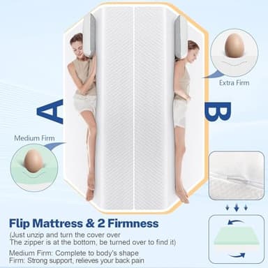 Twin Size Mattress Extra Firm 8 Inch with Tencel Cover,Premier Cool Green Tea/Gel Memory Foam Mattresses,Two-Side Medium Firm Suportive Mattress for Back Pain,Fiberglass-Free,CertiPUR-US, 75'' x 39'' - Image 5