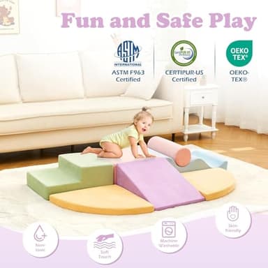 QUCHI Climbing Toys for Toddlers, Toddler Climbing Toys Indoor, 7-Piece Soft Foam Climbing Blocks Set, Toddler Playtime Corner Climber Indoor Foam Play Gym for Climbing Crawling and Sliding - Image 5