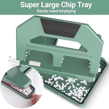 AFMAT HPX2 Heavy Duty 3 Hole Puncher, 40-Sheet Three Hole Punch Heavy Duty, 50% Reduced Effort Paper Punch, 10K+ Uses, Metal Hole Puncher 3 Ring w/Large Tray, Bulit-in S.S. Paper Guide, Green - Image 6