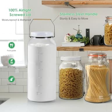 Qianfenie 2 Gallon Glass Jar with Airtight Lid, Wide Mouth Mason Jar with Lids(7600ML), Set of 1, 2 Gallon Large Glass Jar with Lid and Stainless Steel Handle - Image 3