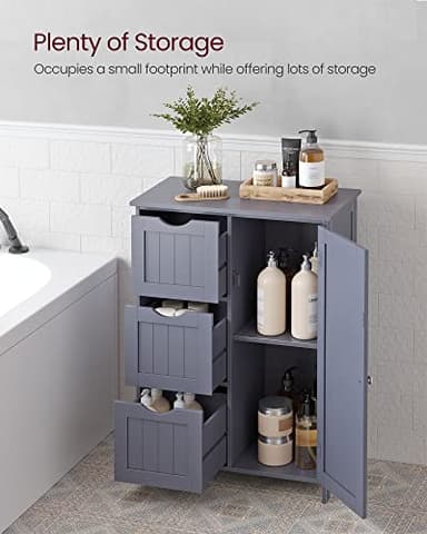 VASAGLE Bathroom Floor Storage Cabinet, Freestanding Bathroom Storage Unit with 3 Drawers, 1 Adjustable Shelf, 11.8 x 23.6 x 31.5 Inches, Slate Gray UBBC049G01 - Image 4