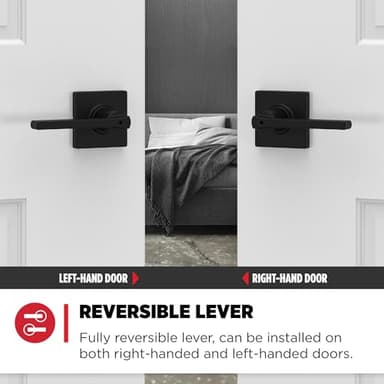 Kwikset Casey Interior Privacy Door Handle with Lock 10 Pack, Door Lever for Bathroom and Bedroom, Matte Black Reversible Keyless Turn Lock, with Microban Protection - Image 4