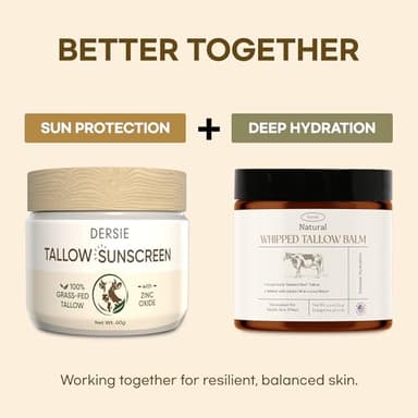 Beef Tallow Sunscreen with Zinc Oxide: Tallow & Zinc Oxide Instant Sun Protection - Non Greasy Formula with Beeswax, Red Raspberry, Carrot Oil - Suitable for Dry and Sensitive Skin - Fresh Scent - Image 5
