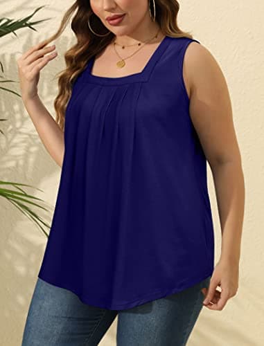 Saloogoe Sleeveless Tops for Women Dressy Business Casual Outfits Flowy Summer Shirts Navy Blue S - Image 4