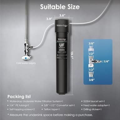 Waterdrop 17UB-UF 0.01 μm Ultra Filtration Under Sink Water Filter System for Baçtёria Reduction, Reduces Lead, Chlorine, Bad Taste & Odor, 24K Gallons, with Dedicated Brushed Nickel Faucet, USA Tech - Image 9