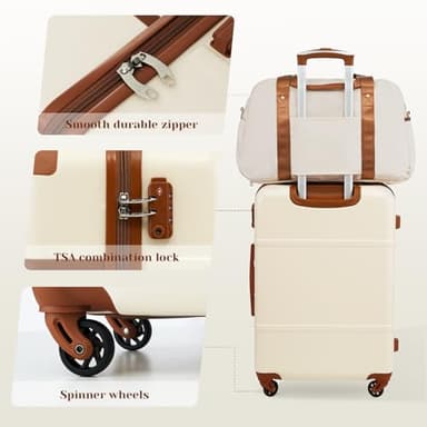 Coolife Luggage Set 3 Piece Suitcase Set Carry On Luggage PC Hardside Luggage TSA Lock Spinner Wheels Telescopic Handle - Image 4