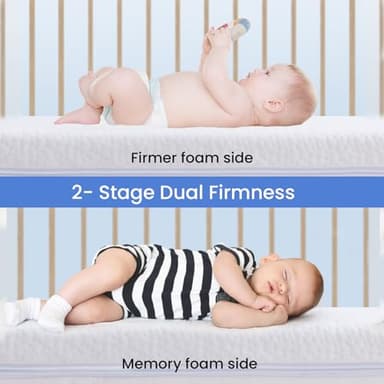 KEAWIS Memory Foam Crib & Toddler Mattress: Dual-Sided Soft Cribs mattresses for Waterproof - 52" x 27.6" x 5" - Breathable - Bamboo Toddler Bed Mattress Fits Baby and Kids - Image 5