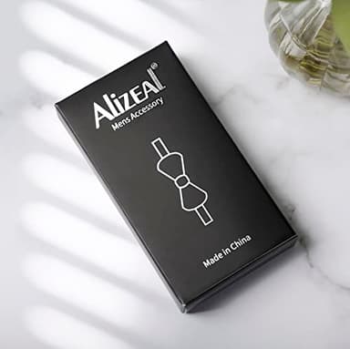 Alizeal Mens Solid Color Mini Squares Formal Banded Pre-tied Bow Ties, Pocket Square, Cufflinks Set Wedding Party Business-Royal Blue - Image 6