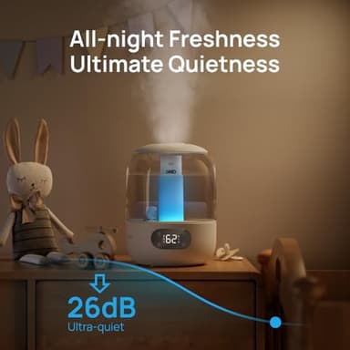 Dreo Humidifiers for Bedroom, 3L Top Fill 30H & 26dB Quiet Runtime for Large Room, Cool Mist Ultrasonic Humidifier with Humidity Sensor, Night Light for Home, Baby, Nursery, Plants, 360° Nozzle, White - Image 3