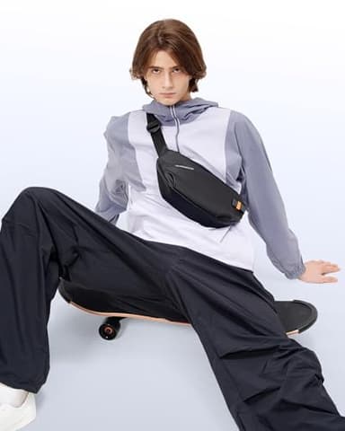 Inateck Sling Bag X-Lite, 4L Light Spacious Crossbody Shoulder Chest Bag with Quick-adjust Strap, Water-resistant Waist Fanny Pack for Men, Women, Travel, Cycling, Hiking, Work, Sports, Black - Image 7