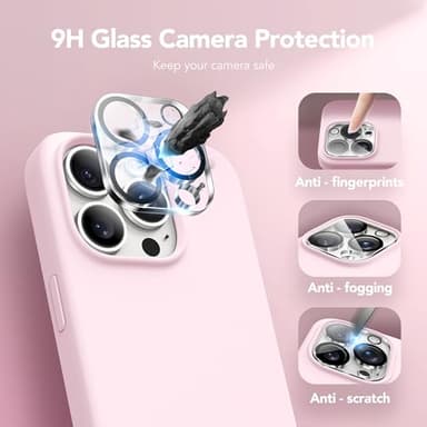 GONEZ for iPhone 15 Pro Max Case Silicone, Compatible with Magsafe, Camera Protector + Screen Protector, Soft Anti-Scratch Microfiber Lining, Liquid Silicone Shockproof Phone Cover, Chalk Pink - Image 7