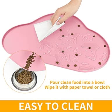 Ptlom Silicone Pet Placemat for Dogs and Cats, Non-Slip Waterproof Dog Feeding Bowl Mats for Food and Water, Small Medium Large Pet Puppy Tray Mat Prevent Residues from Spilling onto The Floor, Pink - Image 6