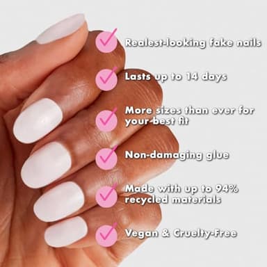 Olive & June Instant Mani Press-On Nails | (Glue) Extra Short, Round 42 Fake Nails, 21 Sizes | Non-Toxic, Long-Lasting Recycled Materials Realistic Look | Salon-Quality at Home | Strawberry Scone - Image 4