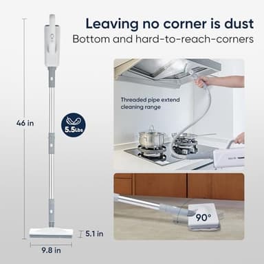 Seyola Steam Mop for Floor Cleaning, Steam Cleaner for Home with Handheld 6-in-1 Multi-function Attachments for Hardwood Floors, Clothes, Windows, Tiles Grout, Furniture, Carpet Cleaning (White-Gray) - Image 7