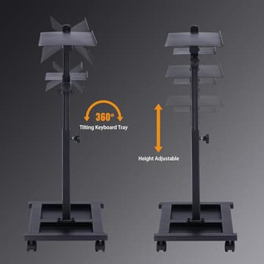 GTPLAYER Adjustable Racing Standing Keyboard and Mouse Tray Rolling with Wheels for Gaming Wheel Stand Simulator Cockpit (Black) - Image 4