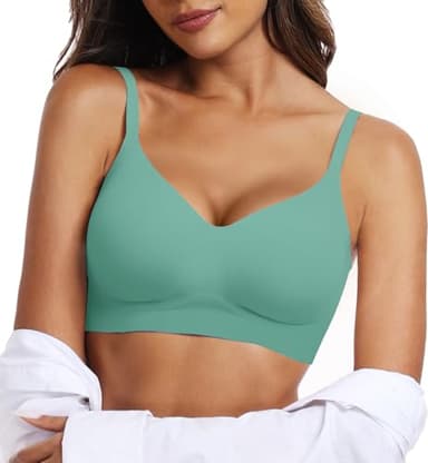 OEAK Womens Wireless Bras Comfortable Push Up Bra No Underwire Bra Full Support Lift Bralette Everyday Seamless Tshirt Bras Mint Green M - Image 1