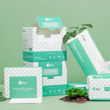 Face Towels, 10"×12" Disposable Face Towel, Face Towelettes XL, Ultra Soft Makeup Remover Dry Wipes, Thick Face Towel for Cleansing,100 Count (2 Pack) - Image 9