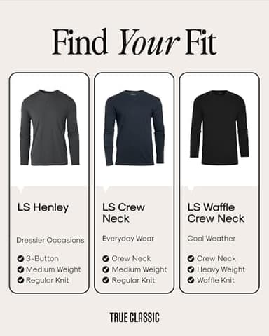 True Classic Long Sleeve Shirts for Men - Mens Long Sleeve Tee-Shirts, Henley Shirts for Men and Waffle-Knit Thermal T-Shirts - Image 2