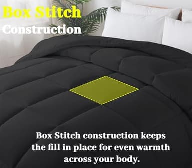 BedTreat Down Alternative Duvet Insert with Corner Tabs, All Season Quilted King Comforter Box-Stitched Black, Machine Washable Microfiber Bedding - Image 5