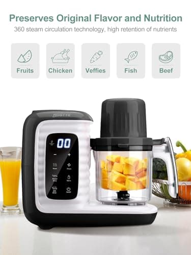 MOMYEASY Baby Food Maker, Multifunction Processor Chopper Grinder, Baby Food Steamer and Puree Blender in-One, with Bottle Warmer, Auto Cooking & Grinding with Touch Control Panel - Image 6