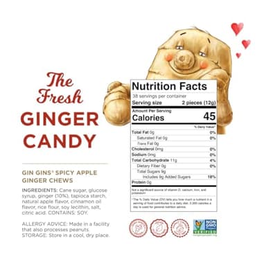 GIN GINS Spicy Apple Ginger Chews – Natural Fresh Ginger Candy by The Ginger People – Individually Wrapped Healthy Candy – Spicy Apple Ginger Flavor – Large 1 lb Bag (16oz) – Pack of 1 - Image 4