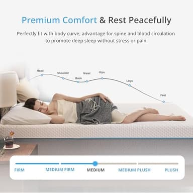 EGOHOME 14 Inch Queen Mattress in a Box, Gel Infused Memory Foam Mattress with Cooling Cover, Medium Firm for Back Pain Relief, Foam Made in USA, Fiberglass Free, CertiPUR-US Certified, 60”x80”x14” - Image 2