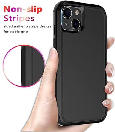 Diverbox for iPhone 13 Case [Shockproof] [Dropproof] [Tempered Glass Screen Protector + Camera Lens Protector],Heavy Duty Protection Phone Case Cover for Apple iPhone 13 (Black) - Image 6