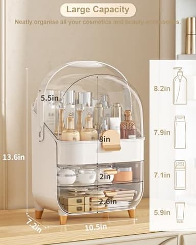 Makeup Organizer, Skincare Holder Bathroom Counter Organizer, Storage Box Cosmetic Display Cases, Teen Girl Gifts Trendy Stuff Make up Organizers for Vanity, Dresser, Countertop (Rose Gold) - Image 2