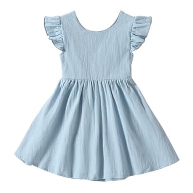 Kionio Baby Girl Toddler Dress Girls Summer Dresses Cotton Sleeveless Halter Tie Back Kid Ruffle Sundress Casual Party Beach - Image 1