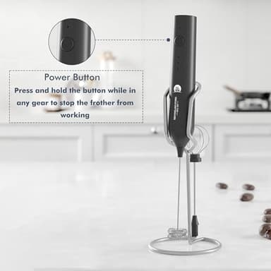 Rechargeable Milk Frother, 3 Speed Frother Wand Handheld Foam Maker with 2-layer Stainless Steel Whisk for Making Cappuccinos, Lattes, Bulletproof Coffee, Keto Drinks, Protein Shakes, and Matcha - Image 2