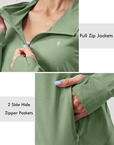 Soothfeel Women's UPF 50+ Sun Protection Hoodie Jacket Lightweight Long Sleeve Sun Shirt for Women with Pocket Hiking Outdoor - Image 4
